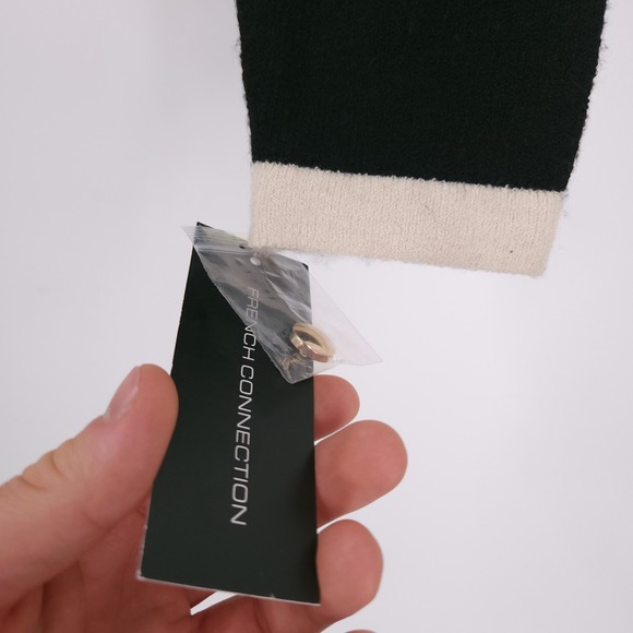 French Connection Vhari Contrast Trim Black Cream Cardigan Sweater Womens M - Picture 3 of 11